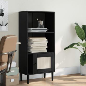 vidaXL Vidaxl - Estanter&iacute;a Senja Aspecto Rat&aacute;n Madera Pino Negro 60x35x130 Cm