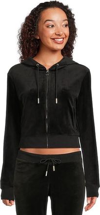 Juicy Couture Ombre Hotfix Classic Juicy Hoodie Womens Sweatshirt Liquorice : PT/XS (US 0), Polyester/Spandex
