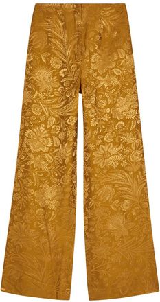 Veronica Beard Ronin Floral Jacquard Satin Trousers - Gold - 10 (UK14 / L)