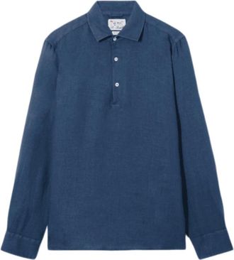MC2 Saint Barth Ecstasea N Linnen T-shirt - Heren - Casual Overhemden - Blauw - M - Linnen - Overhemden