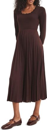 Mint Velvet Scallop Trim Midi Dress in Burgundy at Nordstrom, Size X-Large