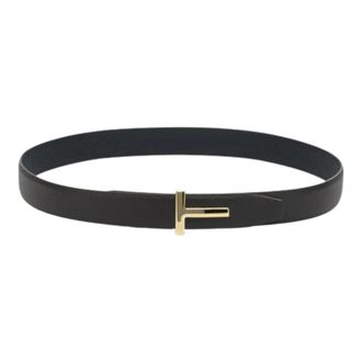 Tom Ford Soft Grain Leather Reversible T Belt 30 mm - male - Tom Ford - Belts - Brown - 100 CM - Accessories