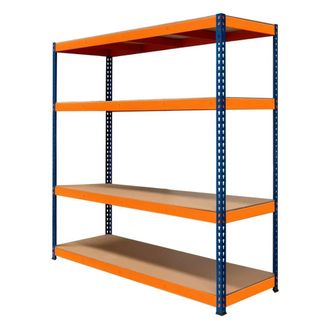 MonsterShop S-Rax 4 Shelf Racking - 180cm x 180cm x 60cm in Blue | Size: 180 cm x 180 cm x 60 cm