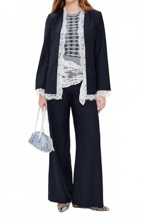 Sea New York Fiora Tropical Wool Trousers In Navy