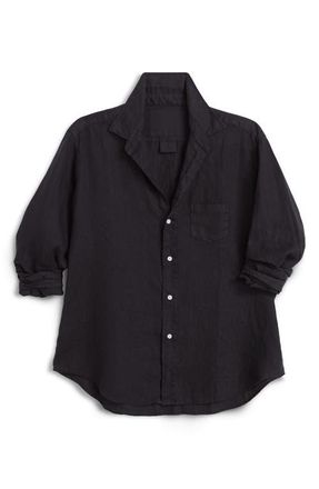 Frank & Eileen Relaxed Linen Button-Up Shirt in Black Linen at Nordstrom, Size Medium