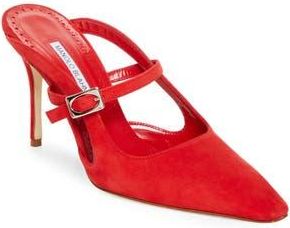 Manolo Blahnik Okos Pointed Toe Pump in Bright Red at Nordstrom Rack, Size 6.5Us / 36.5Eu