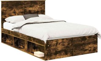 vidaXL Bed Frame Smoked Oak 120 x 200 cm Solid Pine Wood vidaXL