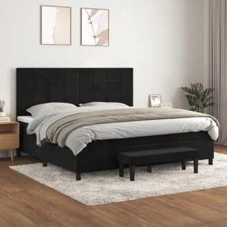 vidaXL Vidaxl - Cama Box Spring Con Colch&oacute;n Terciopelo Negro 200x200 Cm
