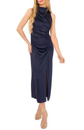 Parker The Ayla Ruched Satin Midi Dress in Classic Navy Blue at Nordstrom Rack, Size 16