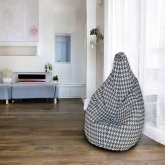 Talamo Italia Dmora Pouf Avec Motif pied De Poule, Noir Et Blanc, Dimensions 80 X 120 X 80 Cm
