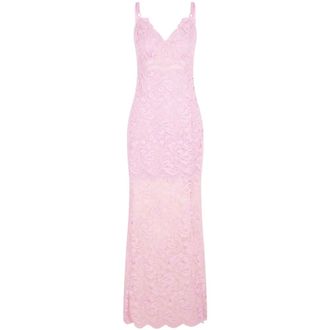 Paco Rabanne Maxi Dresses, female, Pink, Size: L Pink V-Neck Dress with Adjustable Straps