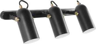 Beliani L&aacute;mpara De Pared De Metal Negra Con 3 Focos Ajustables Estilo Industrial Tyria