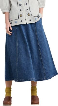 Seasalt Cornwall Restharrow Cotton & Linen A-Line Denim Skirt in Mid Wash at Nordstrom, Size 12 Us