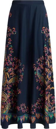 Etro Gonna lunga con stampa paisley - Blu
