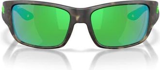 Costa Schoolie 56mm Polarized Rectangular Sunglasses in Matte Wetlands/green 580P at Nordstrom