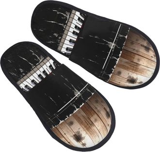 Generic Hotel Slippers Piano Reusable Fleece Slippers Furry Anti-Slide Slipper For Women Room Home L