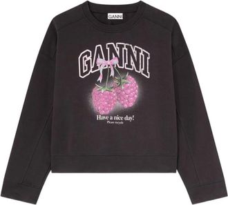 Ganni Sweatshirt met grafische print - Dames - Sweatshirts - Zwart - M - Hoodies & sweatvesten