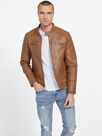 Guess David Faux-Leather Hooded Jacket