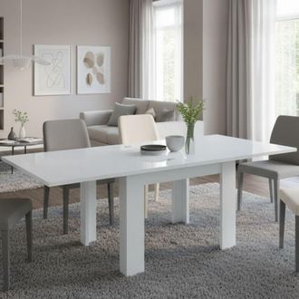 Dmora Mesa Extensible Dlirol, Consola Auxiliar De Cocina, Mesa Extensible, 100% Made In Italy, Cm 90x90h75, Blanco Brillo - Dmora