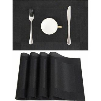 OEM Juego De 10 Manteles Individuales Antideslizantes Y Lavables De Pvc Trenzado Para Comedor, Color Negro, 45 Cm X 30 Cm - Salvamanteles