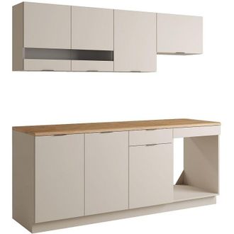 Vente-Unique Cucina completa Con piano di lavoro 200 cm Beige e Naturale - CARMEO