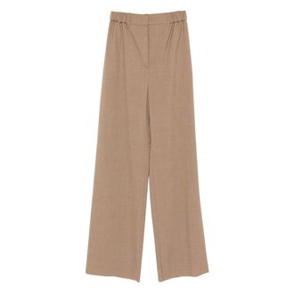 Max Mara Wide Trousers, female, Brown, S, Stretch Wool Cloth Trousers