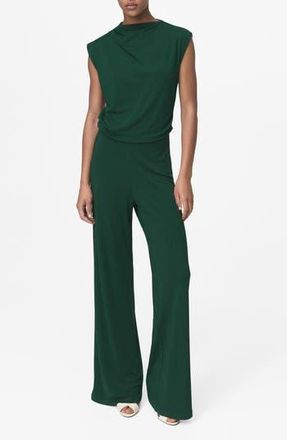 Mango Drape Wide Leg Jumpsuit in Dark Green at Nordstrom Rack, Size Large