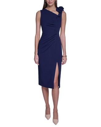 Halston Heritage Rose Detail Bodycon Midi Dress
