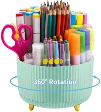 No Brand Organizador De Escritorio Con Portal&aacute;pices Giratorio De 360&deg;, Accesorio De Almacenamiento De Escritorio De 5 Compartimentos, Organizador De Portal&aacute;pic