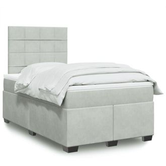 vidaXL Vidaxl - Cama Box Spring Con Colch&oacute;n Terciopelo Gris Claro 120x200 Cm
