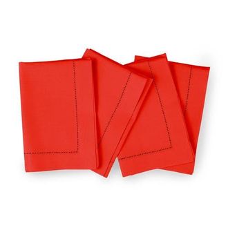 Solino Home Linen Dinner Napkins - Cotton Linen Hemstitch, 20 x 20 in Poppy Red at Nordstrom, Size Large