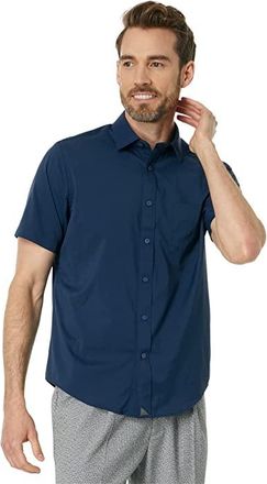 UNTUCKit Gironde Short Sleeve Shirt Mens Clothing Navy : MD Slim Fit, Elastane/Nylon