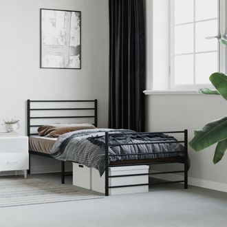vidaXL Estructura Cama Sin Colch&oacute;n Con Estribo Metal Negro 80x200 Cm Vidaxl