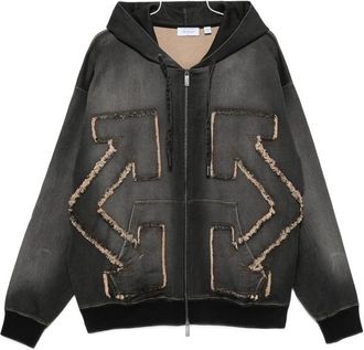 Off-white Arrows-patchwork Zip-up Hoodie