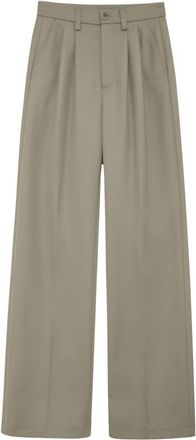 Anine Bing Carrie pleat-detail wool trousers - women - Wool - 38 - Grey