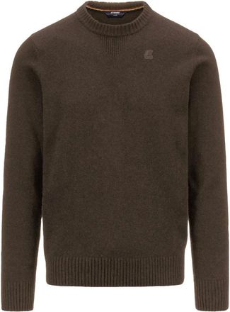 K-Way Truien & Vesten, Heren, Bruin, S, Wol, Sebastien Lamswollen Trui met Ronde Hals