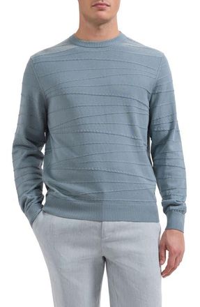 Bugatchi Textured Cotton & Silk Crewneck Sweater in Shark at Nordstrom, Size Xx-Large