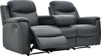 Vente-Unique Sof&aacute; 3 plazas relax EVASION de piel - Gris