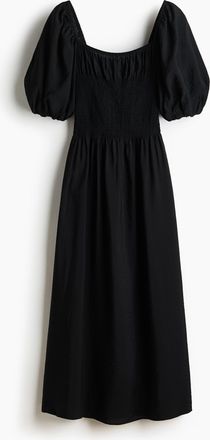H&M Kleid mit gesmokter Taille - Schwarz