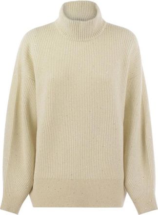 Brunello Cucinelli Turtleneck - Heren - Coltruien - Beige - XS - Wol - Truien & Vesten