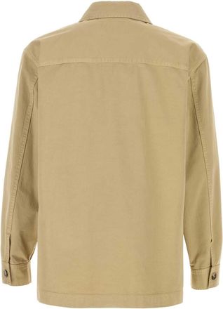 Saint Laurent Mens Downtown Overshirt Shirt Beige Cotton