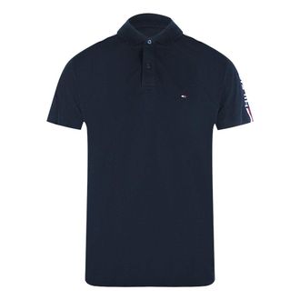 Tommy Hilfiger Marineblauw Poloshirt Met Getapete Mouwen