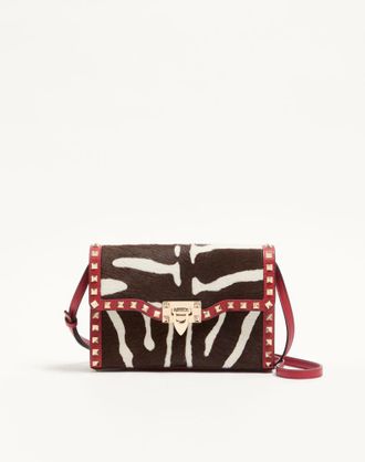 Valentino Garavani Borsa Piccola A Tracolla Valentino Garavani Rockstud In Vitello Effetto Cavallino Animalier Donna BIANCO/MARRONE/ROSSO UNI