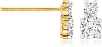 Ross-Simons Lab-Grown Diamond 2-Stone Earrings in 18kt Gold Over Sterling