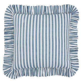 Ballard Designs Classic Stripe Ruffled Pillow - Cornflower 20 x 20 - Ballard Designs