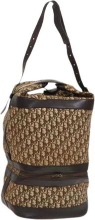 Dior Pre-owned Weekend Bags, female, Brown, Size: ONE SIZE Pre-owned Trotter Canvas Weekend Shoulder Bag