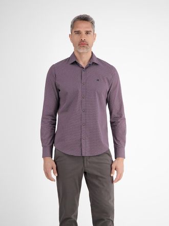 Lerros Langarmhemd LERROS Herrenhemd mit Haifischkragen, dezent gemustert, Herren, Gr. XL, Normal- und Kurzgr&ouml;ssen, rot (scandinavian rot), 100% Baumwolle, H