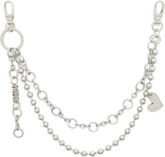 Diesel heart charm chain keyring - Silver