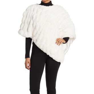 La Fiorentina Faux Fur Poncho in Ivory at Nordstrom Rack