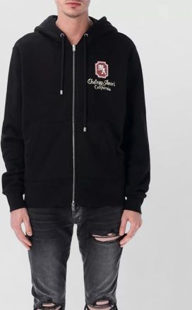 Amiri cotton logo print relaxed fit zip hoodie